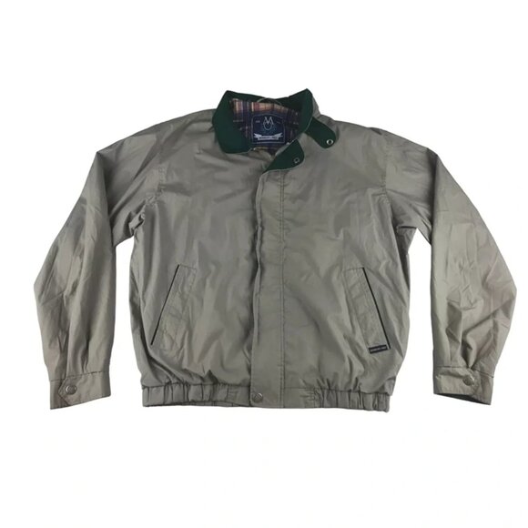 Members Only Mens Beige Lined Lining Pockets Full‎ Zip Windbreaker Jacket Size L - Picture 1 of 16